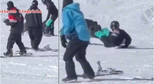 Cinghiale attacca snowboarder sulle piste da sci, il video dell'aggressione diventa virale su Tiktok
