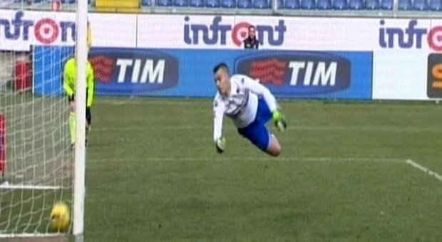 Finisce 1-1 tra Sampdoria e Palermo Proteste rosanero per un gol non visto, il tiro di Morganella era entrato