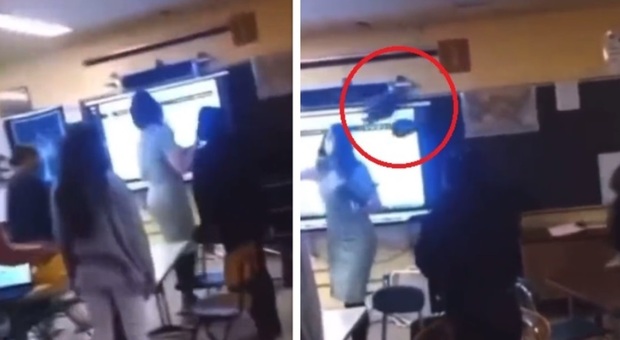 Violenza choc a scuola, studentessa lancia una sedia in testa alla prof: il video finisce sui social