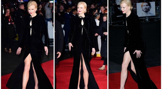 Nicole Kidman, spacco hot sul red carpet: il vestito svolazza
