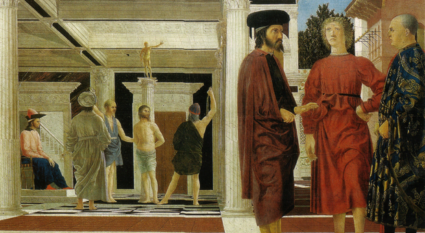 La flagellazione di Piero della Francesca conservato nella Galleria di Urbino