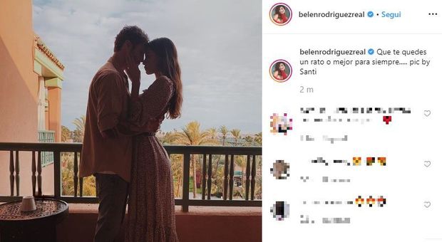 Belen Rodriguez tenero abbraccio con Stefano su Instagram: «Resta per sempre»