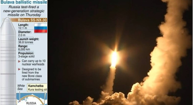 Russia, entra in servizio il missile balistico intercontinentale Bulava: lo scorso novembre era stato testato con successo