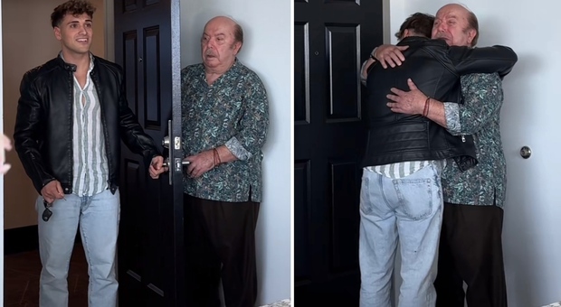 Lino Banfi torna "Nonno Libero" e fa una sorpresa a suo nipote in America: «Mangi abbastanza? Sei magro magro»