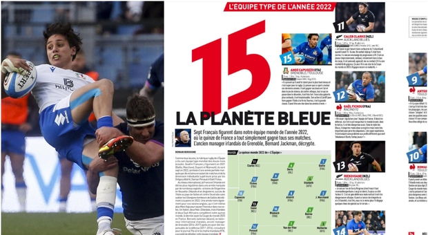 Rugby, Ange Capuozzo nel XV mondiale dell'Equipe: l'ultimo azzurro era stato Parisse nel 2015