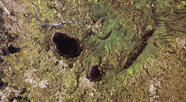 Veduta aerea dell'area vulcanica dei Colli Albani