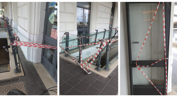 Caccia ai vandali spaccatutto alla stazione di Falconara: porta sfondata, rotte le balaustre