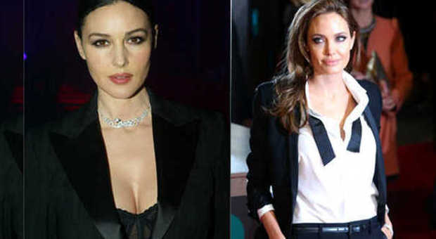 Monica Bellucci e Angelina Jolie con lo smoking