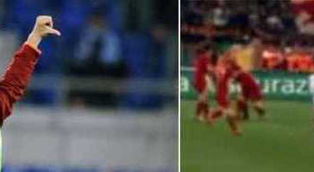 Il gesto di Totti e lo sgambetto di Radu a Perrotta