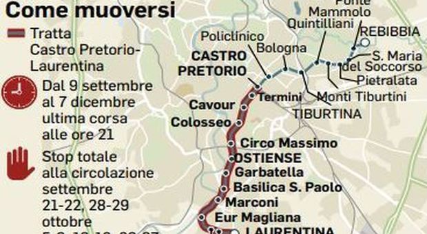 Metro B chiusa per 5 weekend: domani e domenica treni fermi sulla tratta Castro Pretorio-Laurentina