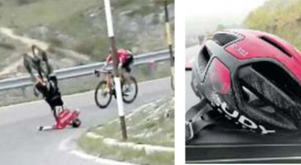 Rovinosa caduta al Giro, il casco "salvavita" è di un'azienda trevigiana