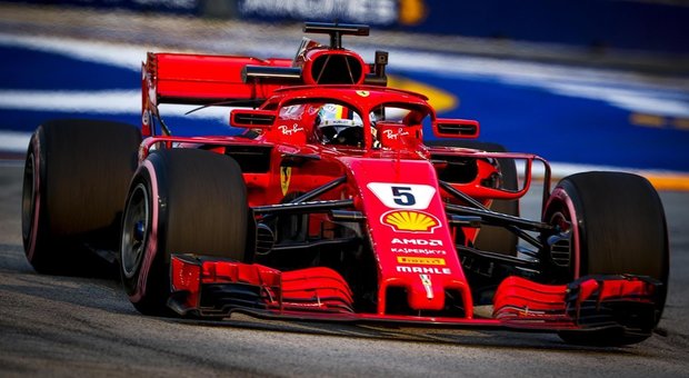 La Ferrari di Sebastian Vettel a Singapore