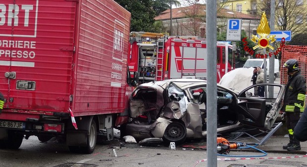 Una scena dell'incidente di stamane a Vicenza
