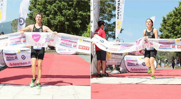 Triathlon di Trevignano Romano, trionfo dei giovani: vincono Leonardo Carletti (19 anni) e Chiara Massari (17 anni)