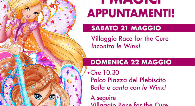 Le Winx madrine di «Race for the cure» in Piazza Plebiscito il 21 e 22 maggio