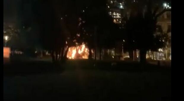 Napoli, Villa Comunale choc: incendiato un albero di notte