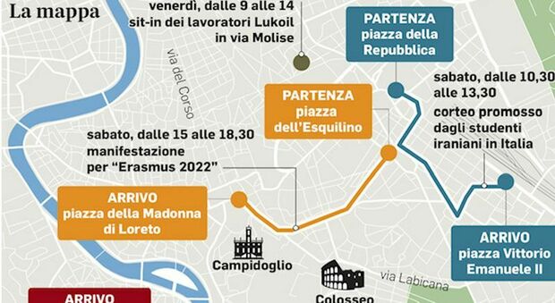 Roma, 4 manifestazioni tra domani e sabato: strade chiuse e bus deviati. E domenica è la giornata senza auto