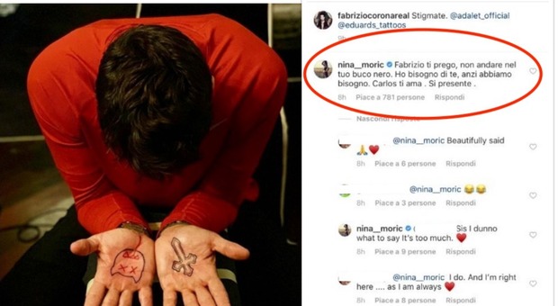 Fabrizio Corona e i nuovi tatuaggi: «Le mie stigmate». Nina Moric si infuria e commenta così