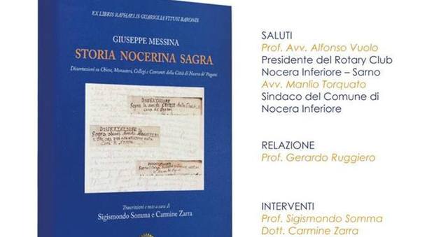 Il Rotary Club Nocera Sarno presenta il libro «Storia Nocerina Sagra»