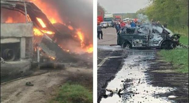 Ucraina, strage in autostrada: camion si schianta contro autobus e prende fuoco, 27 morti