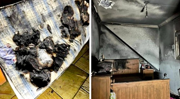 La casa andata in fiamme per colpa del cane (immagini diffuse sui social dall'Essex Fire Service)