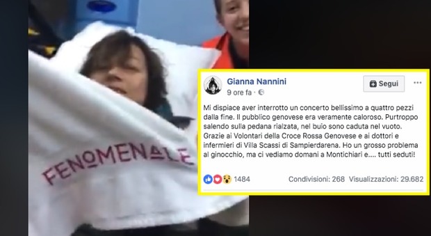 Gianna Nannini cade sul palco a Genova: concerto interrotto tra gli applausi dei fan