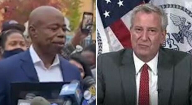 Eric Adams e Bill de Blasio, nuovo sindaco di New York e sindaco uscente