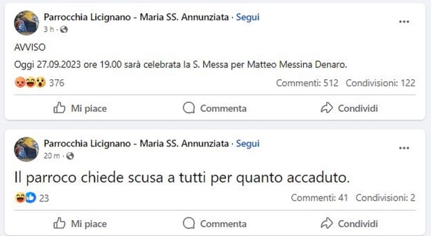 Una messa per Messina Denaro a Napoli, fedeli indignati e il parroco fa dietrofront: «Mi scuso». L'ira del sindaco
