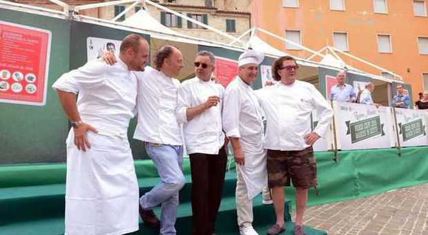 I cinque chef stellati a Macerata (foto De Marco)