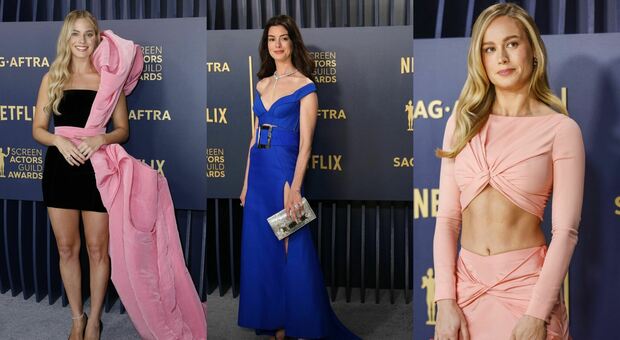 Sag Awards, look pagelle: Anne Hathaway in blu ceruleo (9), Meryl Streep veste Prada (10), Brie Larson e gli addominali (9)