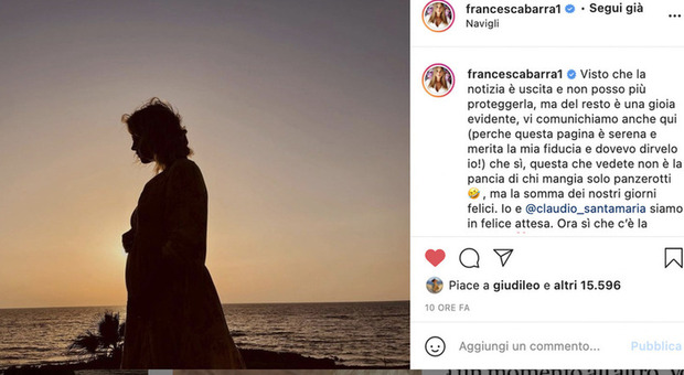 La giornalista Francesca Barra annuncia la sua gravidanza ai follower