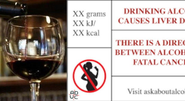 L'etichetta su vino e alcol diventa legge in Irlanda: segnalate le calorie, i pericoli del bere in gravidanza, i rischi di cancro e di malattie epatiche