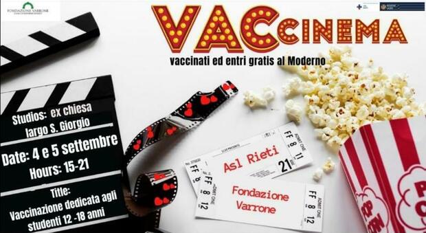 Vac-cinema, con Asl e Fondazione Varrone vaccino e cinema gratuito per i ragazzi tra i 12 e i 18 anni