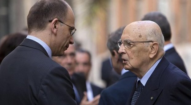 Il presidente della Repubblica Giorgio Napolitano e il presidente del Consiglio Enrico Letta