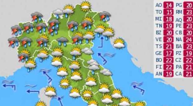 Meteo, il tempo peggiora nel weekend: temporali in oltre mezza Italia -LE PREVISIONI