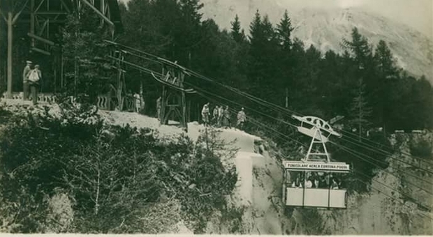 La prima funivia costruita a Cortina, era il 1924