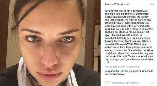 Adriana Lima senza trucco su Instagram