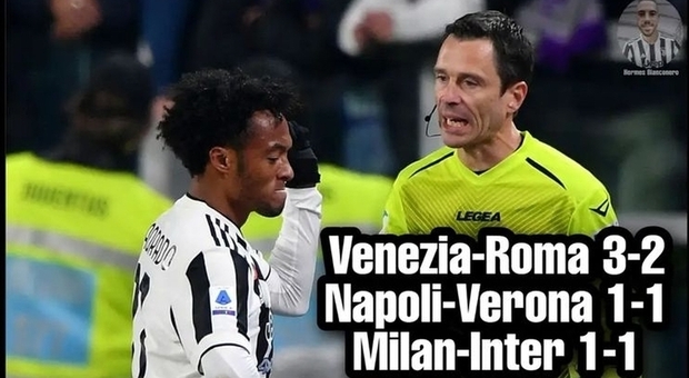 Napoli, l'arbitro e il maleficio Verona: «Per fortuna anche il Milan pareggia»