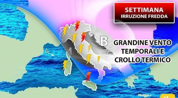 Meteo, svolta artica: temporali, grandine e crollo delle temperature su tutta Italia