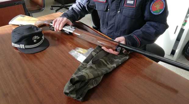 Il fucile e le munizioni sequestrate dai carabinieri forestali