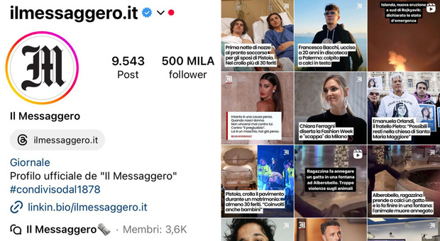 Instagram, il Messaggero taglia il traguardo dei 500k follower: crescita record in Italia