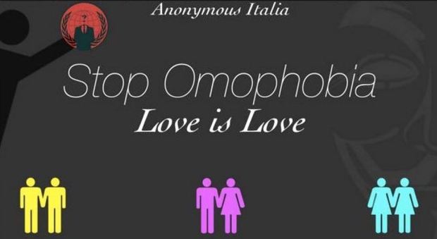 Anonymous hackera il sito del Family Day: «Stop Omophobia, love is love»