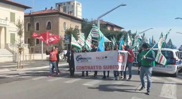 Zitti e buoni? No, il Legno in sciopero a Pesaro per il contratto nazionale di lavoro. Guarda il video
