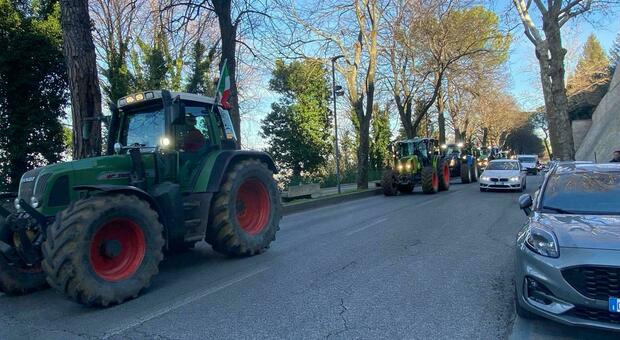 Protesta dei trattori, da Roma gli agricoltori hanno proseguito a Macerata. Catinari: «Nascerà un comitato»