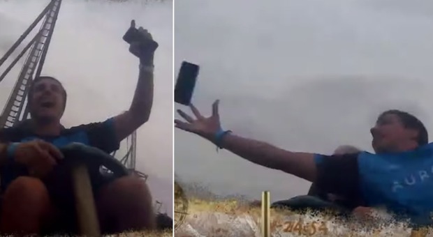 Afferra al volo uno smartphone sulle montagne russe: il video fa il giro del web