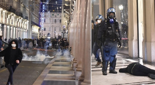 Dpcm, tensioni a Torino, Napoli e Milano: lancia di sassi e molotov, 2 fermi. Proteste anche a Roma. Sale l'allerta del Viminale
