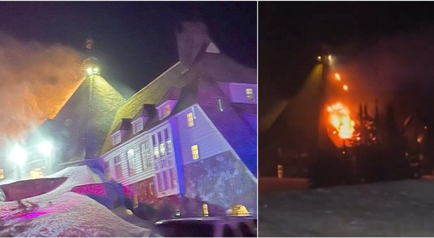 Incendio nell'hotel Timberline Lodge, set del film Shining: le fiamme provocate dalle ceneri di uno dei camini