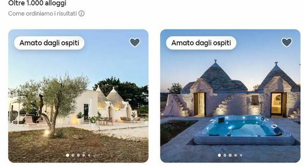 In Italia 608mila Airbnb, Puglia al quarto posto con l' 8,9% di strutture
