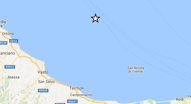 Forte scossa in Adriatico al largo delle coste abruzzesi. Paura tra i turisti alle Tremiti