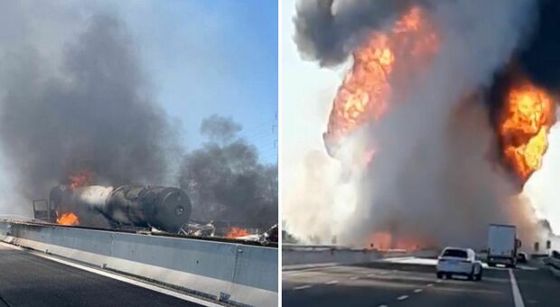 Incidente in A1, autocisterna va in fiamme: due morti. Autostrada chiusa fra Piacenza e Fiorenzuola